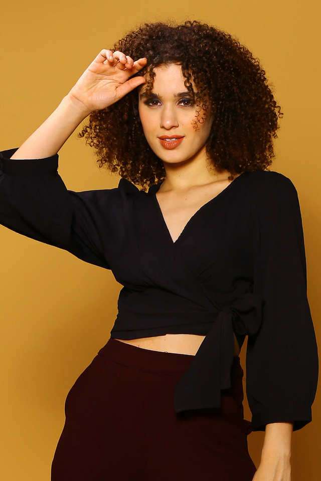 sera Solid Polyester V-Neck Women Top-picture-40