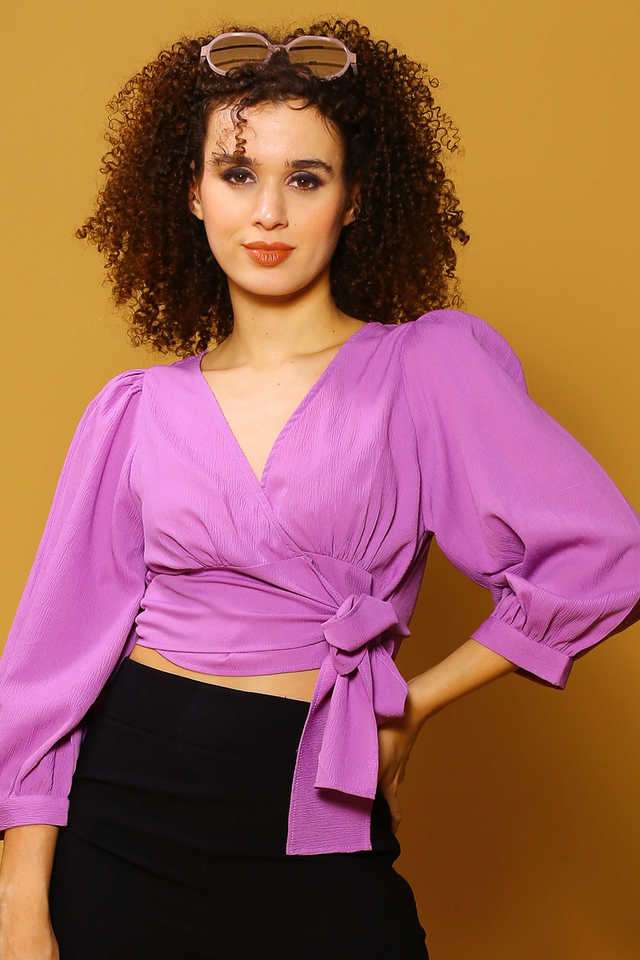 sera Solid Polyester V-Neck Women Top-picture-31