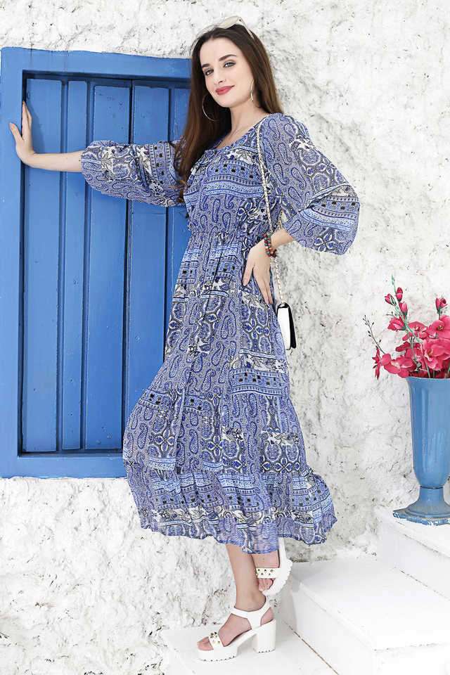 sera Printed Round Neck Polyester Women Dress-picture-23