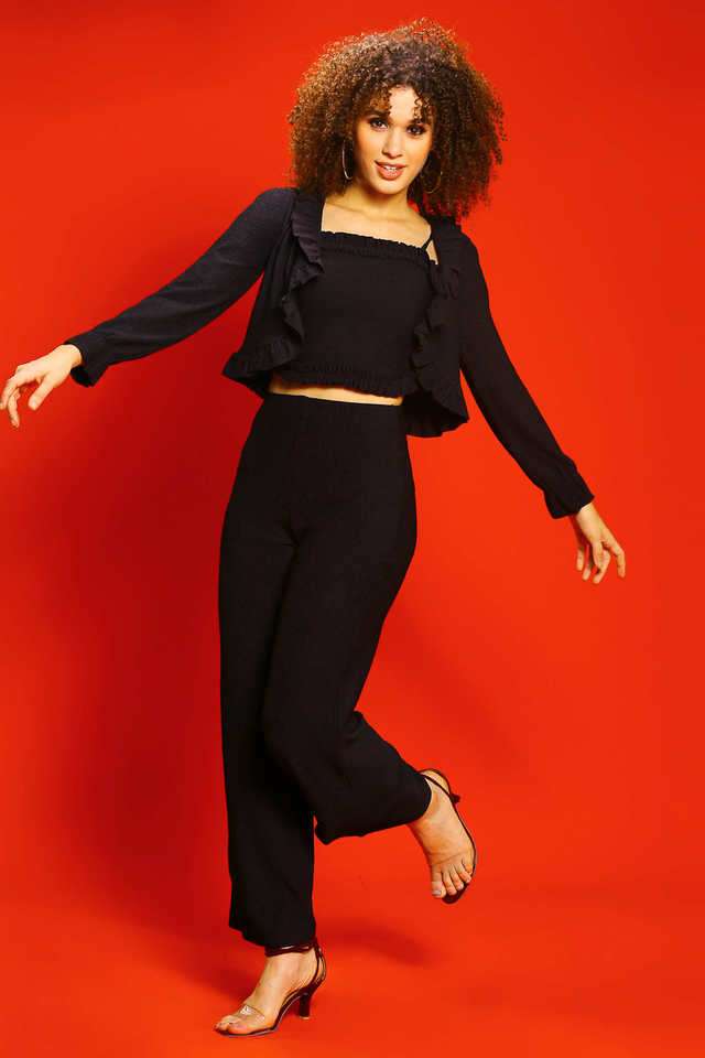 sera Solid Polyester Knitted Women's Co-Ord Set-picture-23