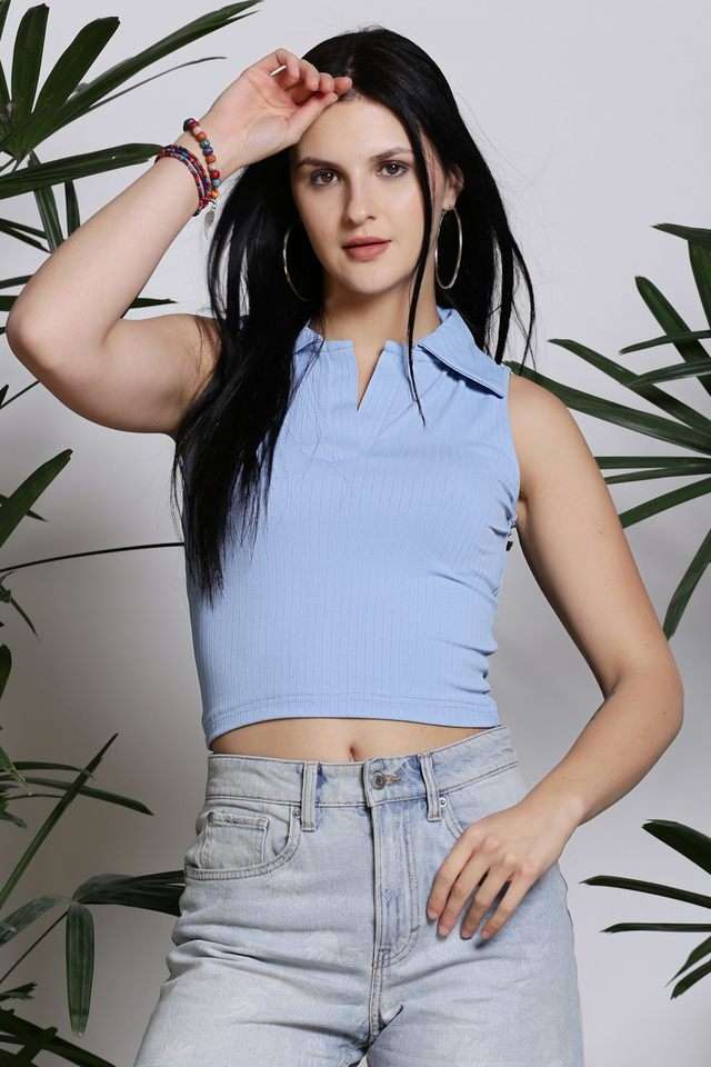 sera Solid Polyester Collared Women Top-picture-22