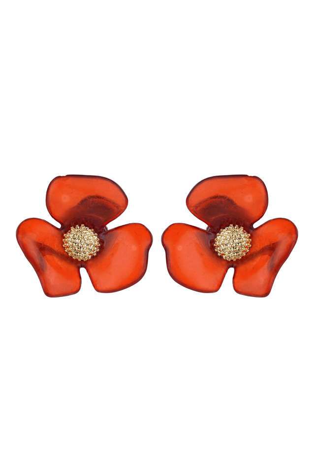 Stylish-Maroon-Flower-Stud-Earrings