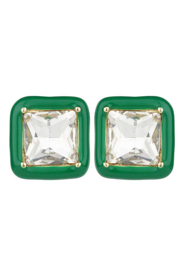Stylish-Green-Square-Stud-Earrings