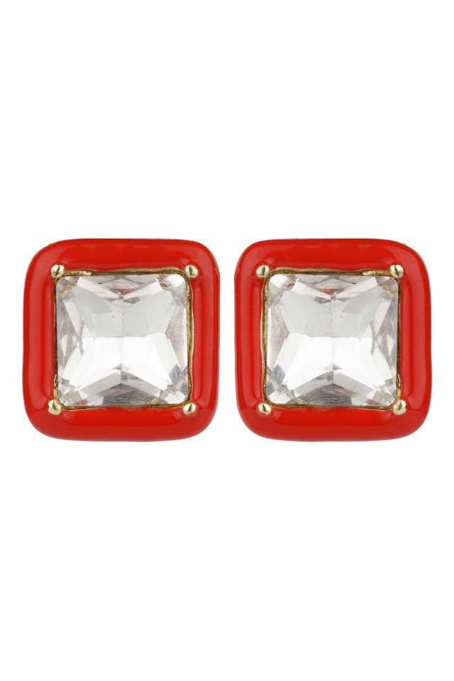 Stylish-Red-Square-Stud-Earrings