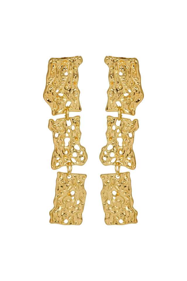 Gold-Long-Designer-Earings-Carved-With-3---Layered-Panel