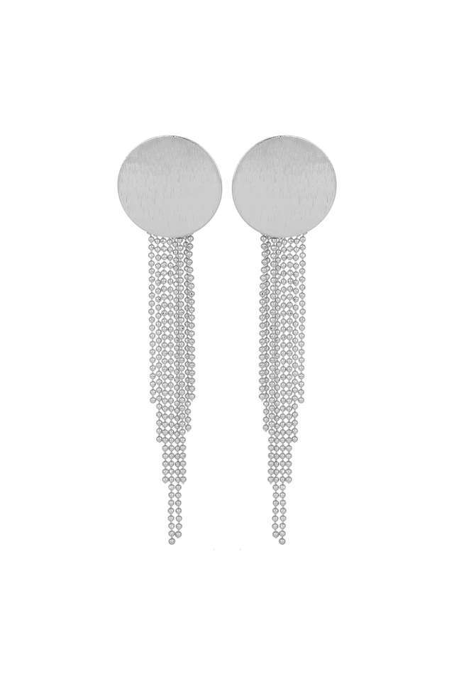 Silver-Designer-Earrings-With-Waterfall-Mesh-Chain-Design-Danglers-For-Women