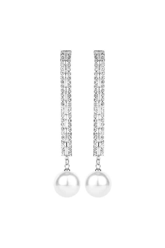 CZ-Stone-Glossy-Party-Wear-Silver-Pearl-Drop-Earring
