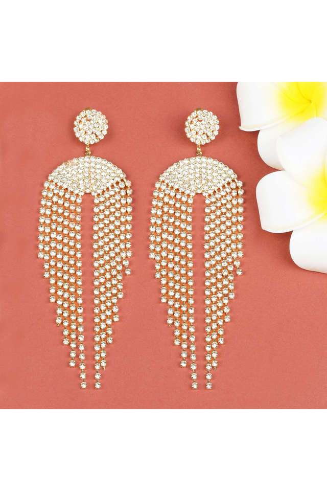 Golden-Designer-Long-Earings-With-Cz-Stone-Chains-Chandeliers