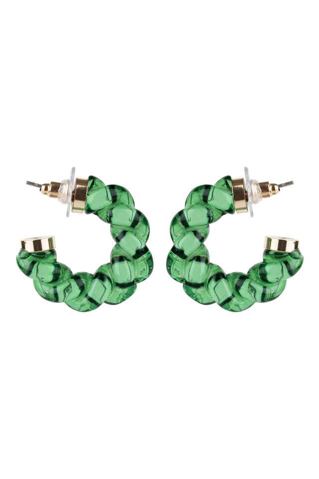 Gold-Toned-Twisted-Green-Semi-Hoop-Earrings