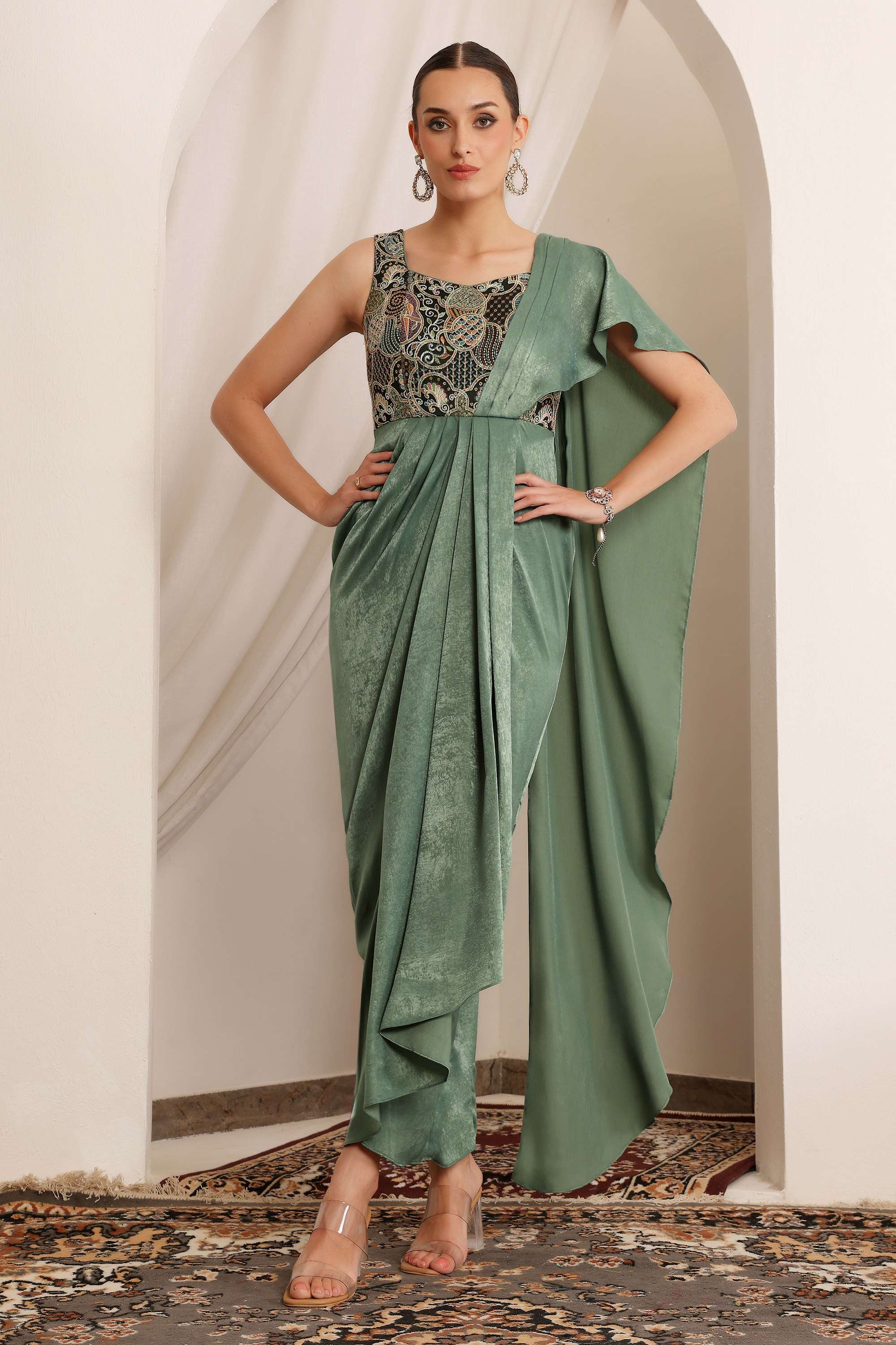 miss chase Embroidered Sweetheart Neck Satin Women Dress-picture-17