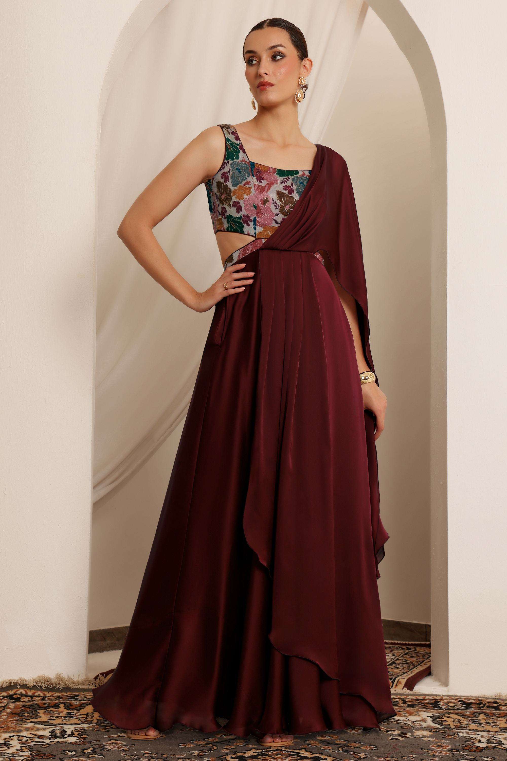 miss chase Floral Satin Square Neck Women's Dress-picture-29