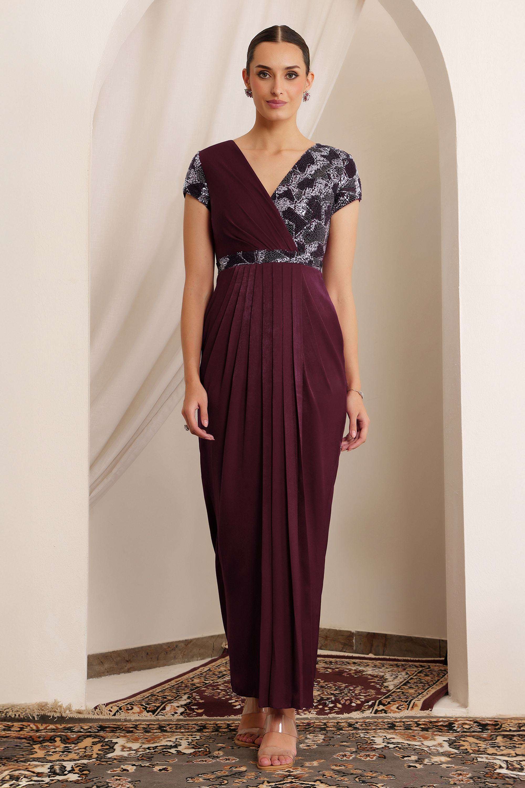 miss chase Embellished V-Neck Satin Women Dress-picture-26