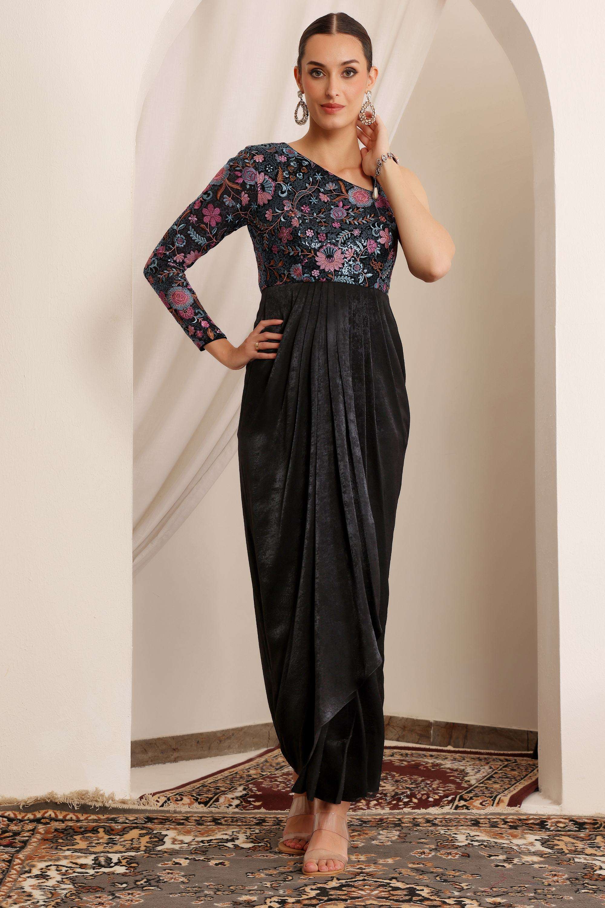 miss chase Embroidered Satin One Shoulder Women's Dress-picture-10