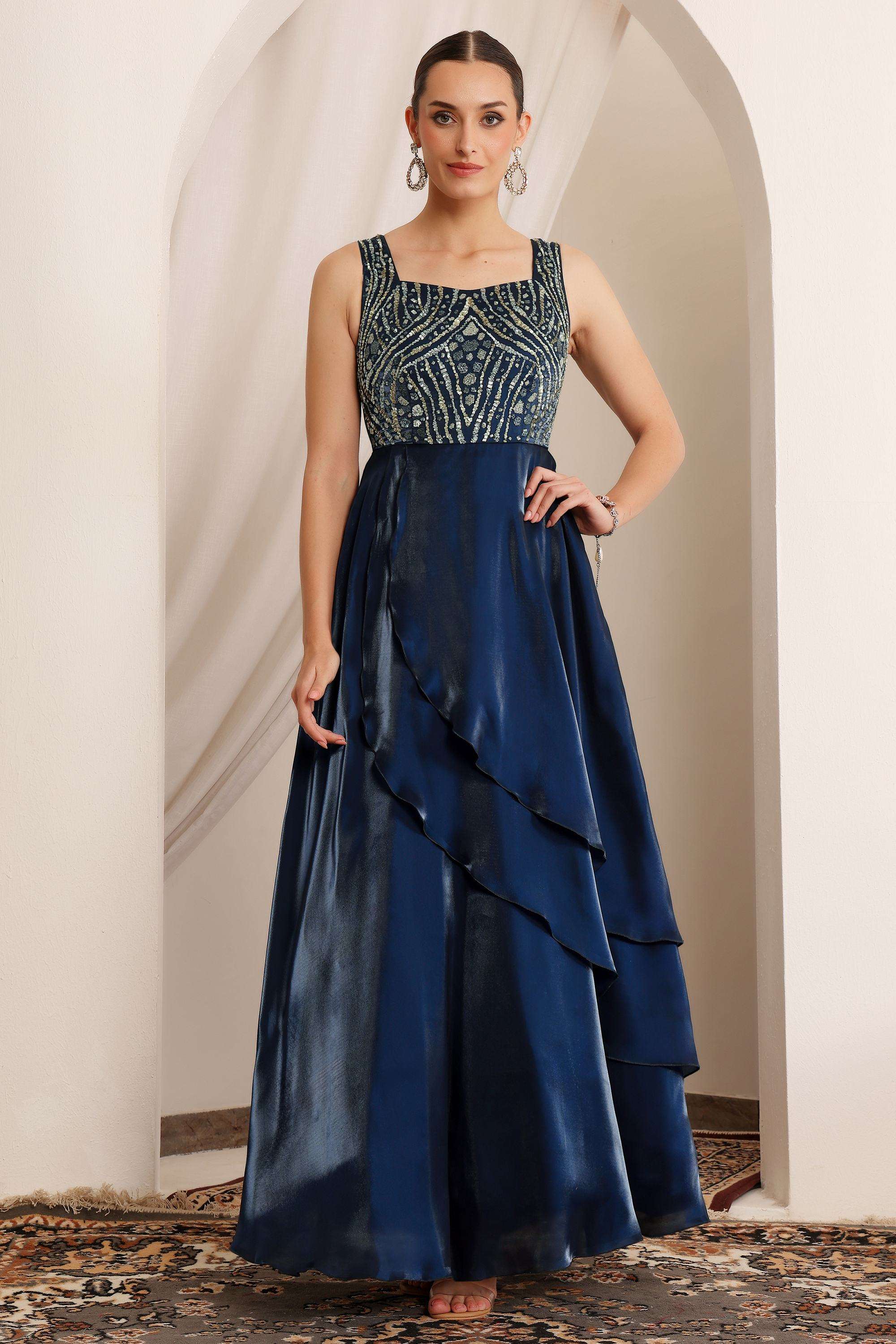 miss chase Embellished Sweetheart Neck Satin Women Dress-picture-39