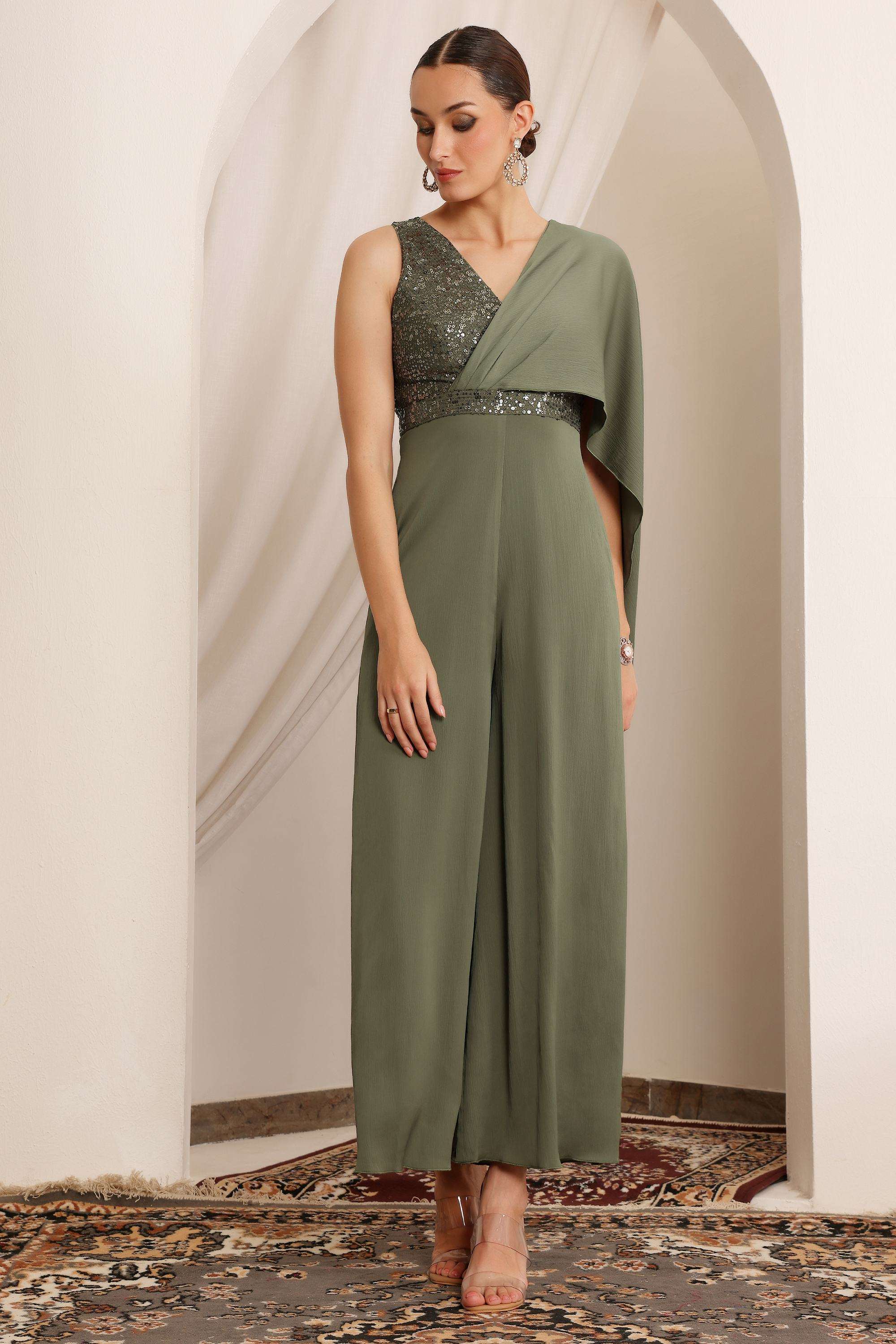 miss chase Embellished Satin V-Neck Women's Jumpsuit-picture-40