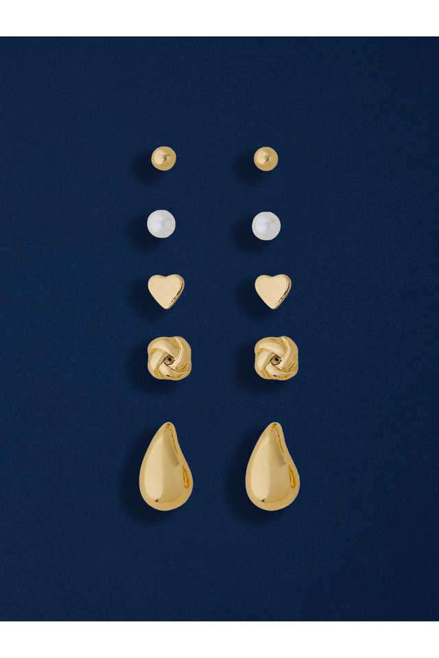 Gold-Knot-Stud-Earrings-Pack-Of-5