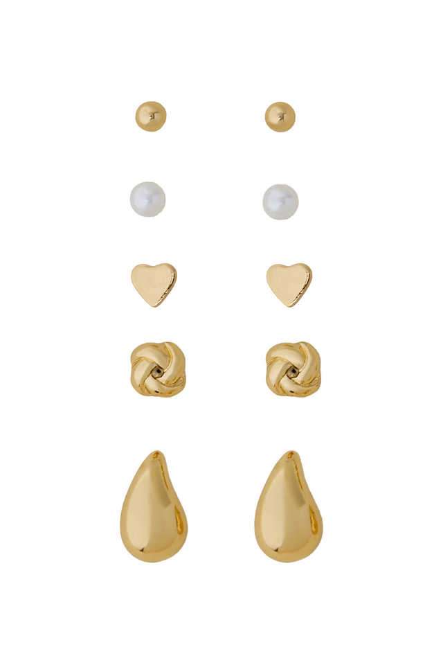 Gold-Knot-Stud-Earrings-Pack-Of-5