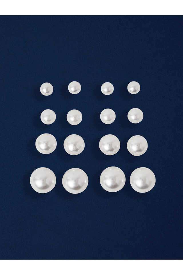 White-Faux-Pearl-Stud-Earrings-Pack-Of-8