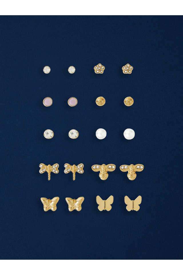 Gold-Butterfly-Stud-Earrings-Pack-Of-10