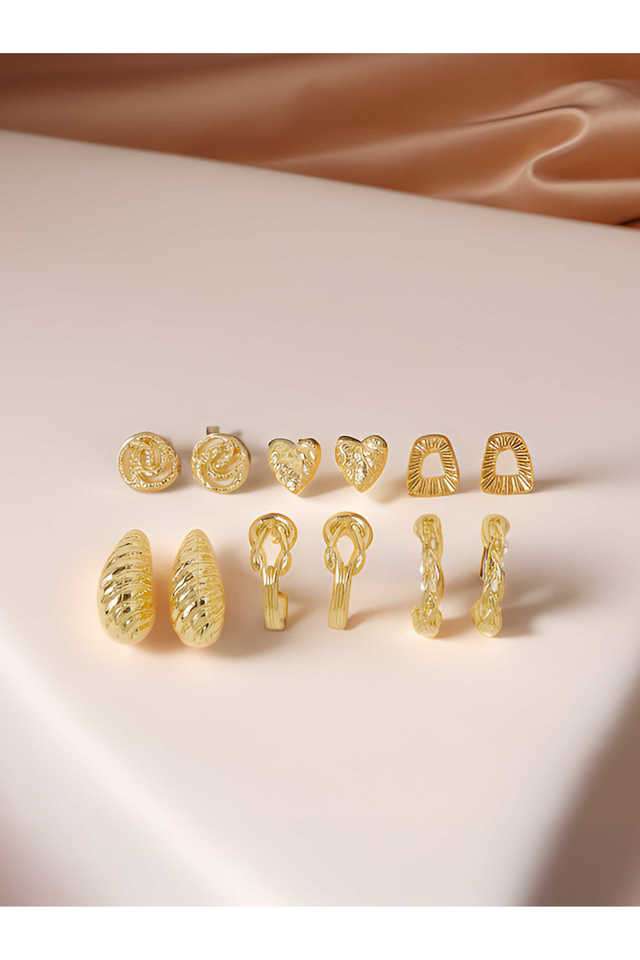 Gold-Twist-Stud-And-Hoop-Earrings-Pack-Of-6