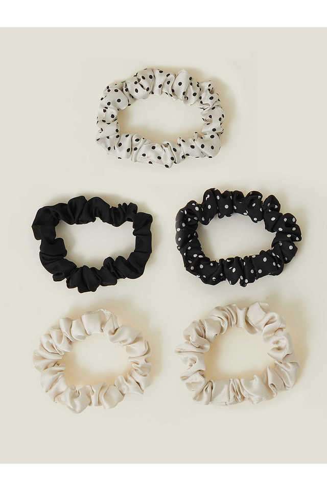 Black-White-Skinny-Mix-Hair-Scrunchies-Set-Of-5