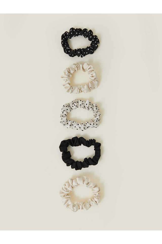 Black-White-Skinny-Mix-Hair-Scrunchies-Set-Of-5