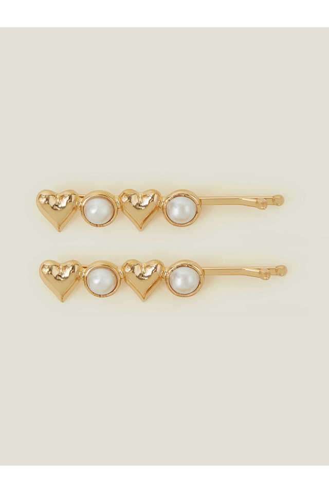 Gold-Heart-Pearl-Hair-Slides-Set-Of-2