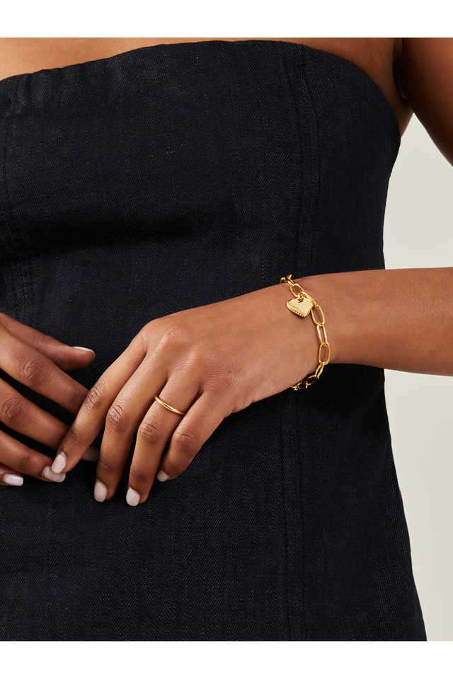 14K-Real-Gold-Plated-Heart-Chain-Bracelet