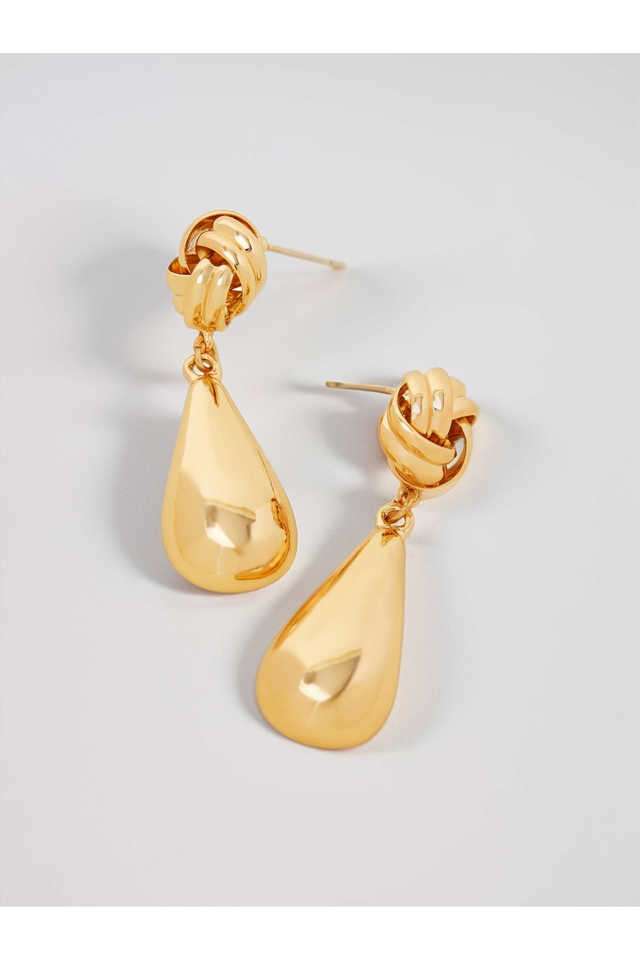 Knot-Stud-Drop-Gold-Earrings