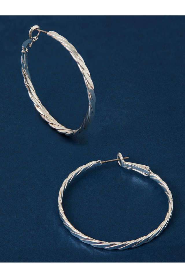Sterling-Silver-Platedtextured-Thick-Hoop