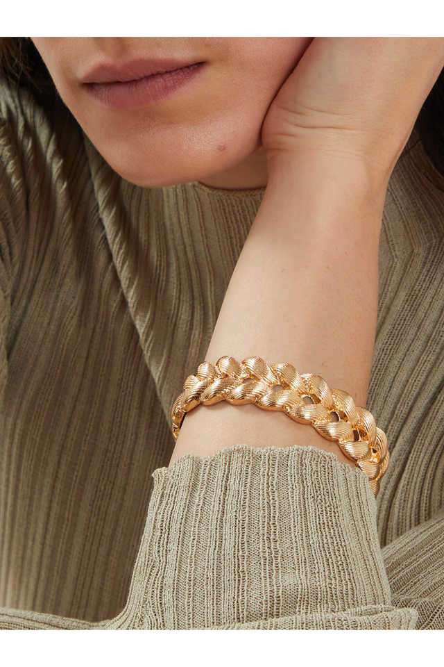 Textured-Plait-Bangle-Gold