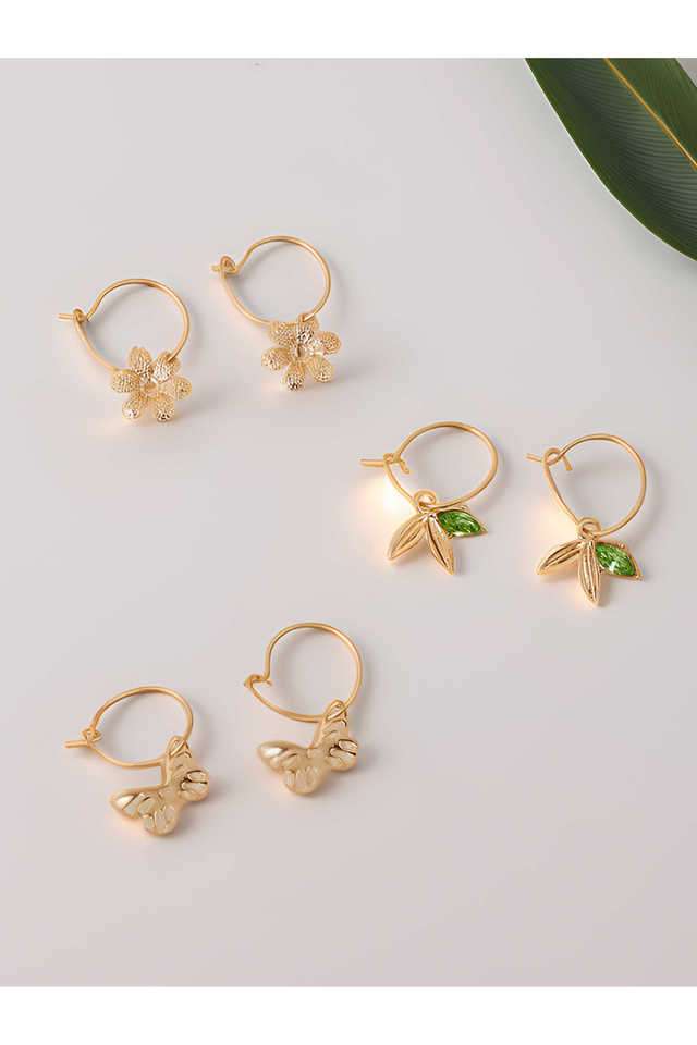 Flower-Gem-Hoop-Earrings-Pack-Of-3