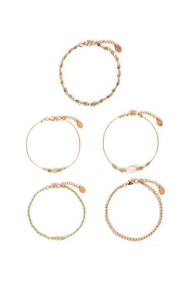 Multi-Mixed-Bead-Chain-Anklets-Pack-Of-5