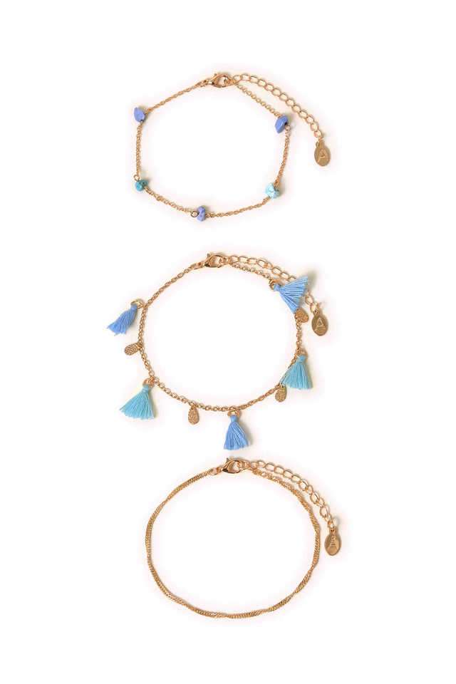 Blue-Bead-Tassel-Chain-Anklets-Pack-Of-3