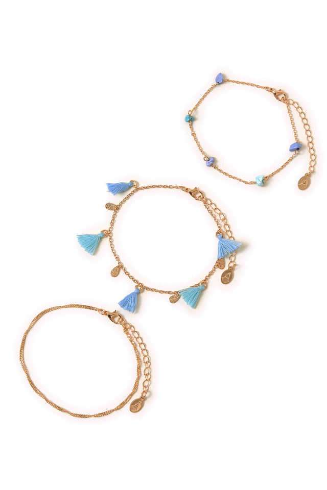 Blue-Bead-Tassel-Chain-Anklets-Pack-Of-3
