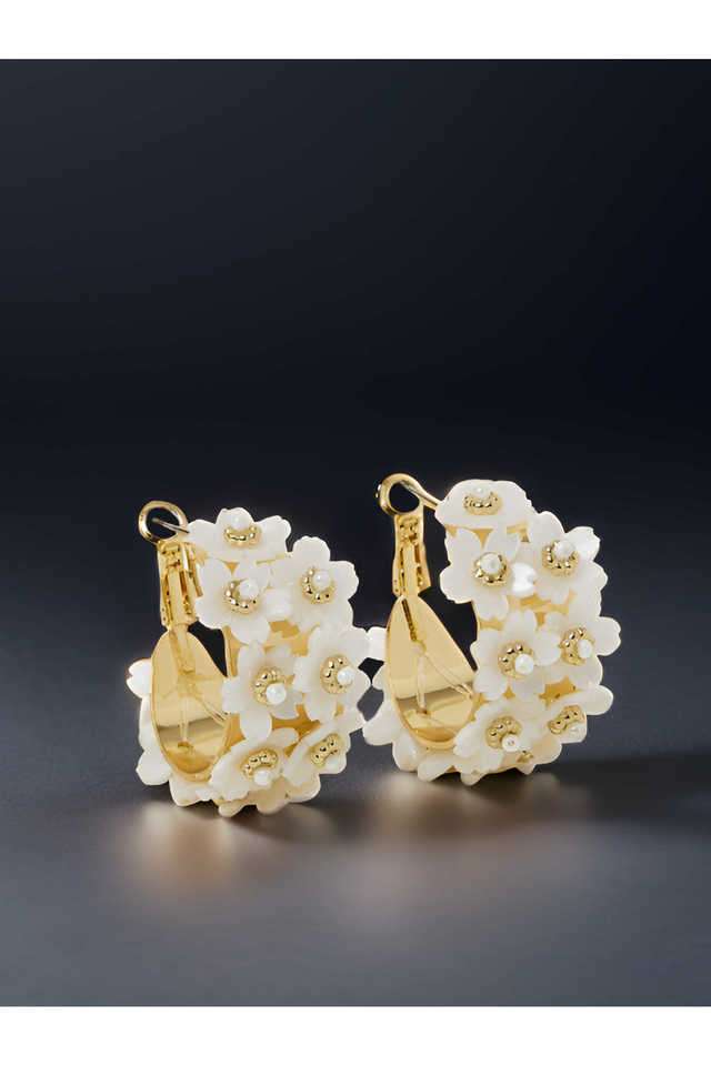 White-Flower-Pearl-Hoop-Earrings