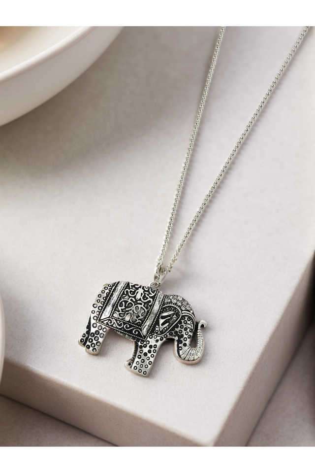 Silver-Long-Elephant-Pendant-Necklace