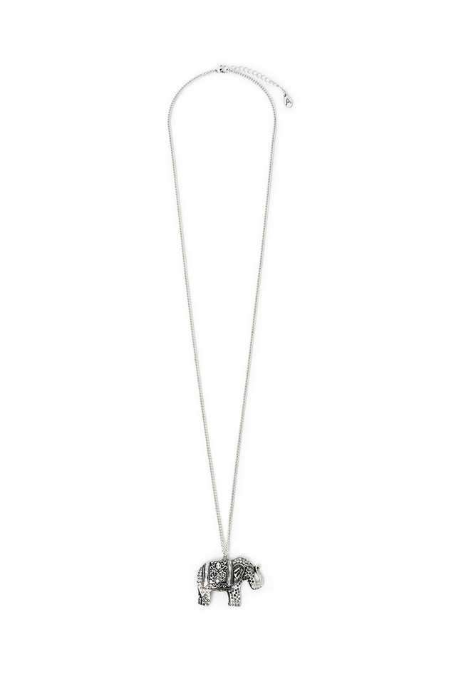 Silver-Long-Elephant-Pendant-Necklace