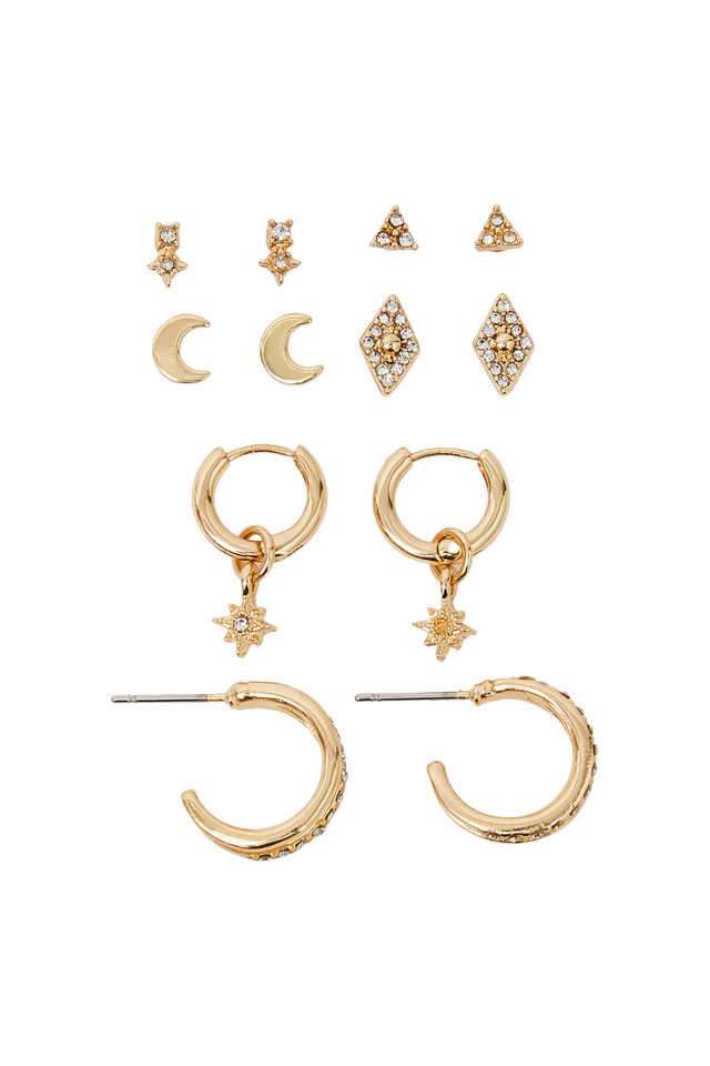 Starry-Night-Stud-And-Hoop-Earrings-Gold-Pack-Of-6
