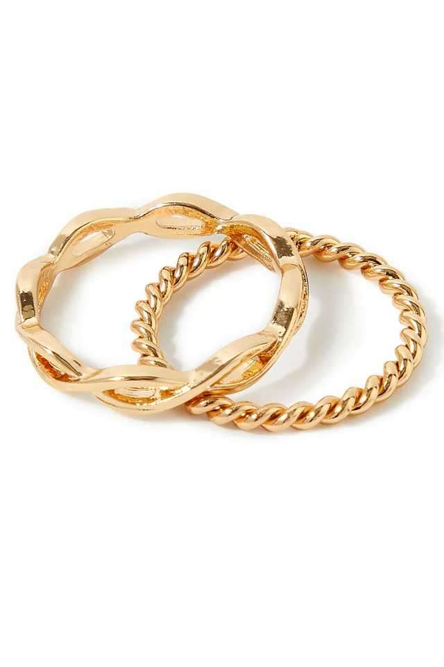 Women-s-Gold-Set-Of-2-Textured-Skinny-Ring-Pack--Medium