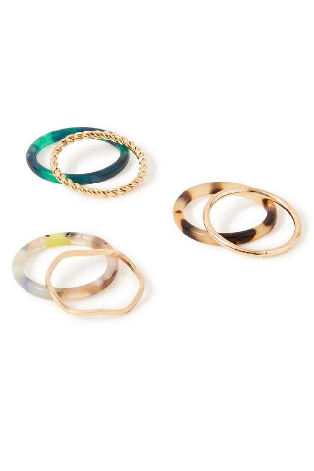 Women-s-Multi-Chunky-Ridged-Ring-Gold-Resin-Rings-6-Pack-Small