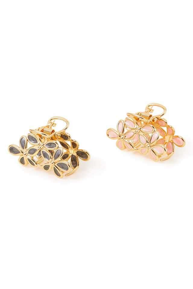 Women-s-Gold-2-Flower-Hair-Claw-Clips