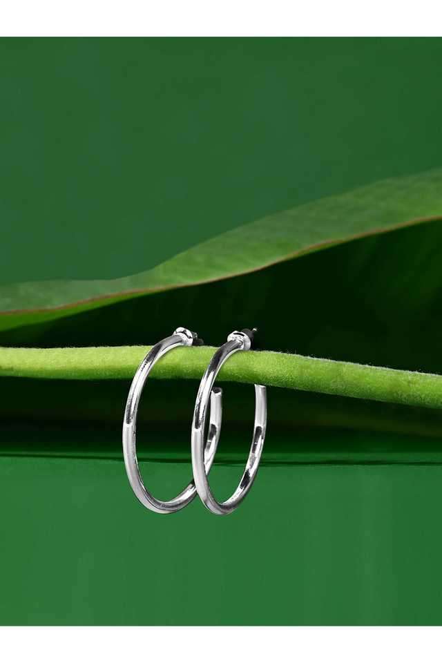 Women-s-Silver-Medium-Tube-Hoop-Earring
