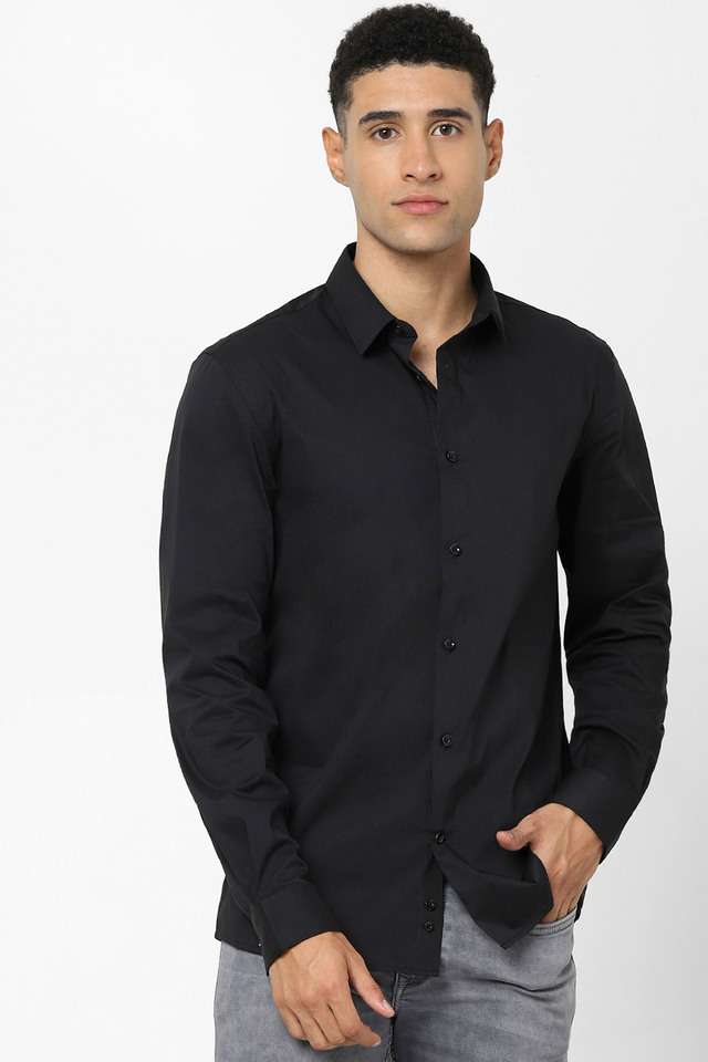 Solid-Cotton-Blend-Slim-Fit-Men-s-Casual-Shirt