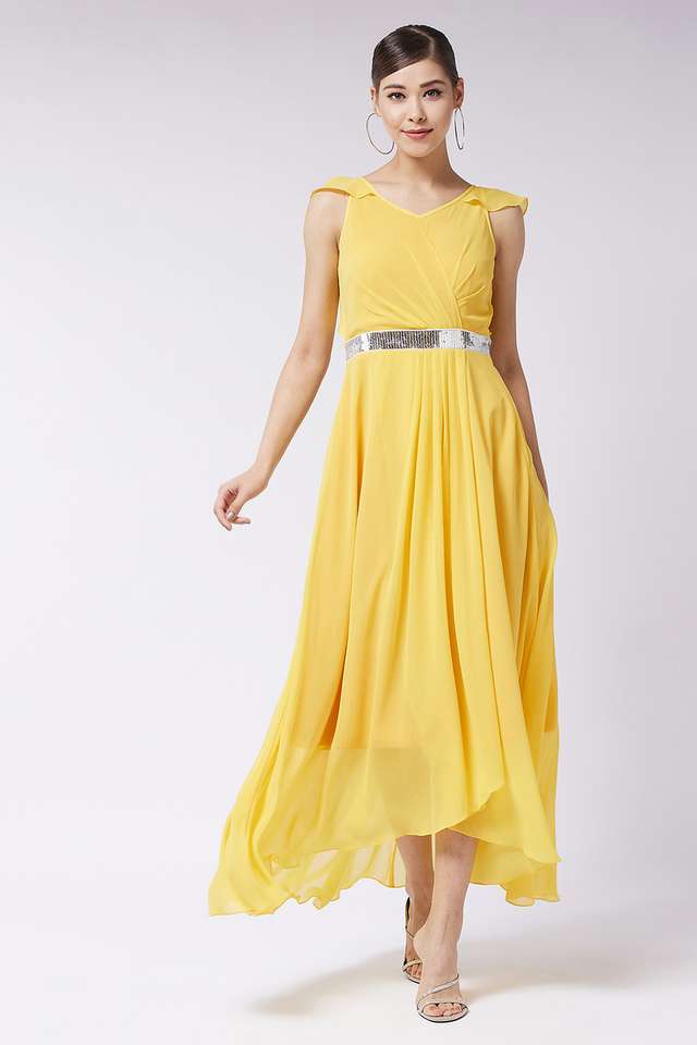 miss chase Solid V-Neck Polyester Women Dress-picture-19