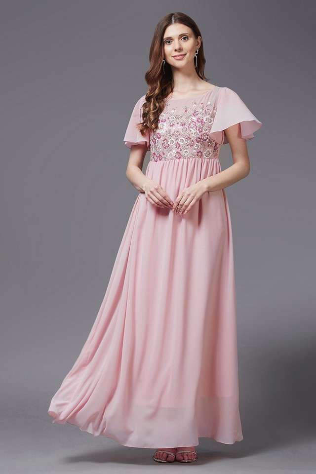 miss chase Solid Boat Neck Georgette Women Dress-picture-37