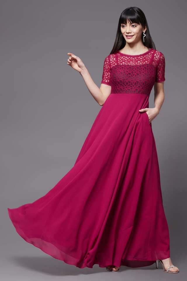 Solid Round Neck Polyester Women Dress-image-39