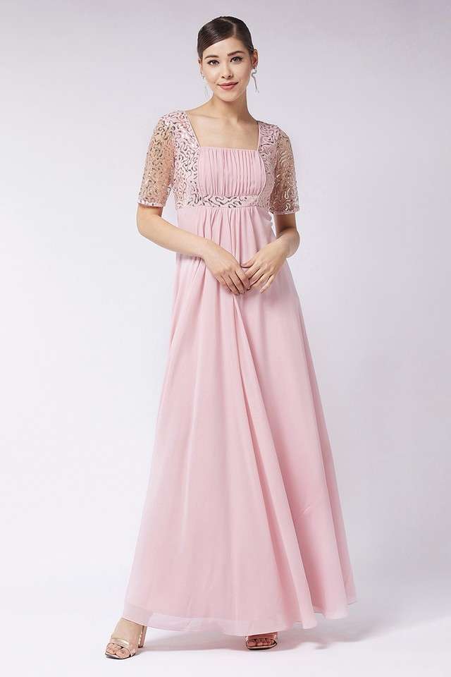 miss chase Solid Square Neck Georgette Women Dress-picture-31