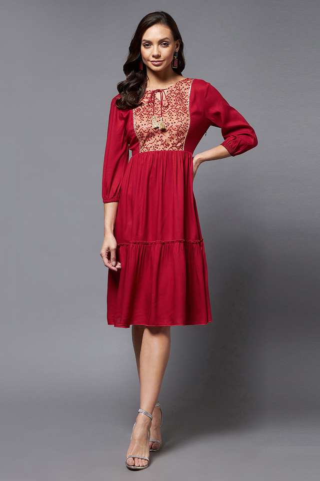 miss chase Printed Round Neck Blended Fabric Women Dress-picture-32