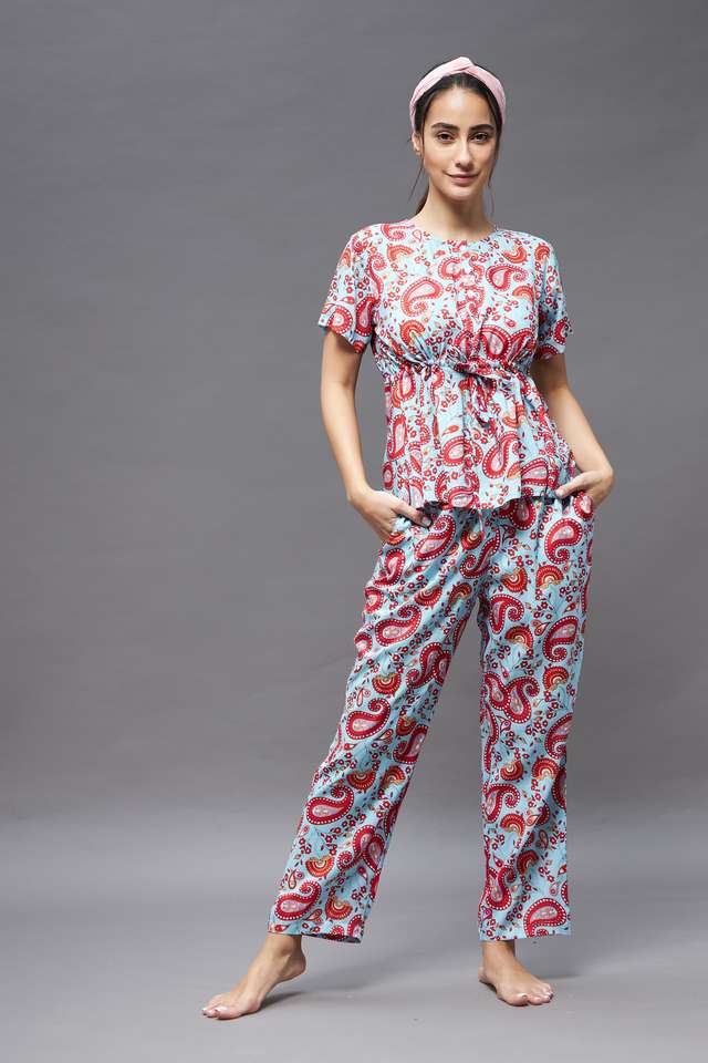 miss chase Printed Rayon Round Neck Women's Top & Pyjama Set-picture-39